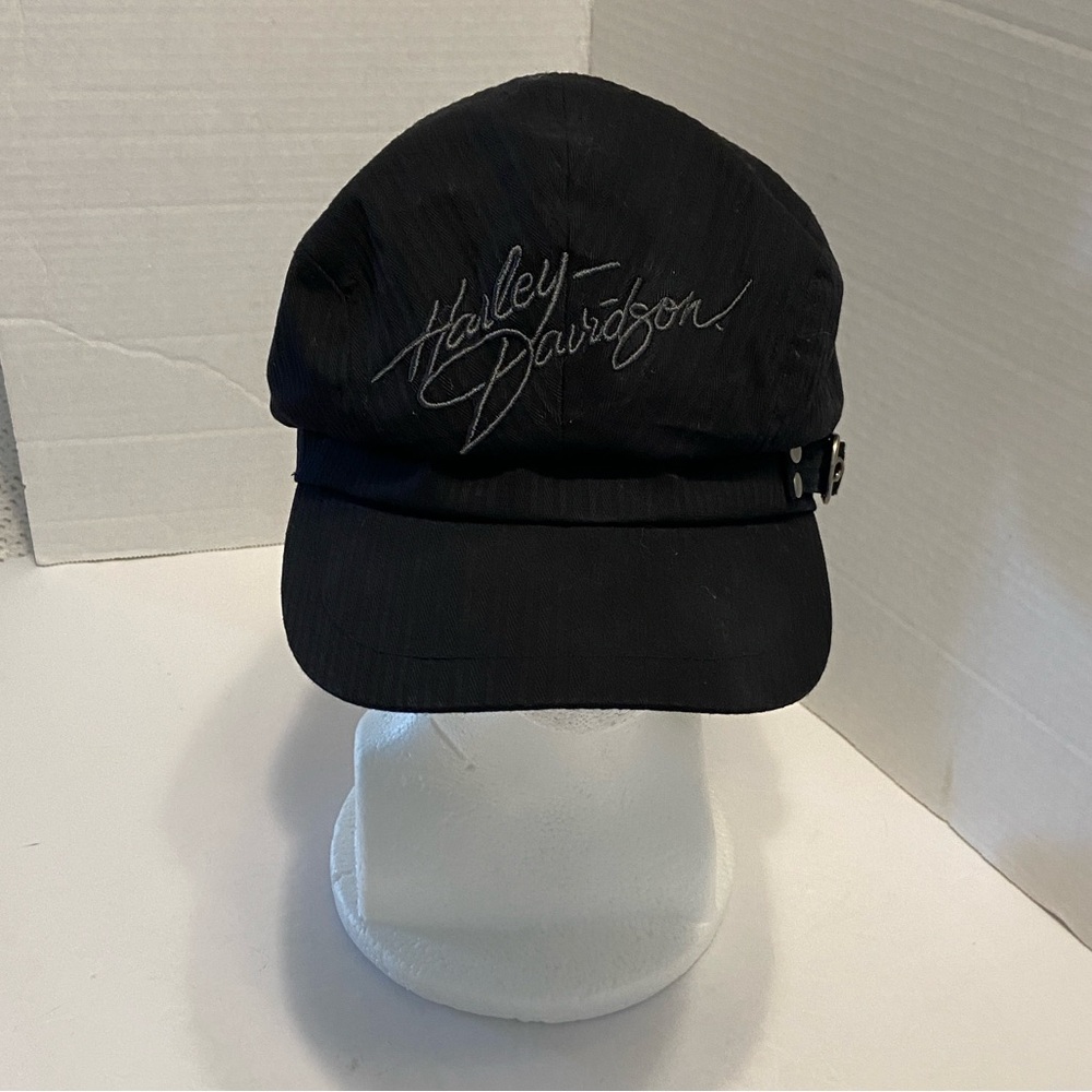 Harley Davidson Women’s Embroidered Logo Cabbie Cadet Cap/Hat Black Small - Picture 3 of 12